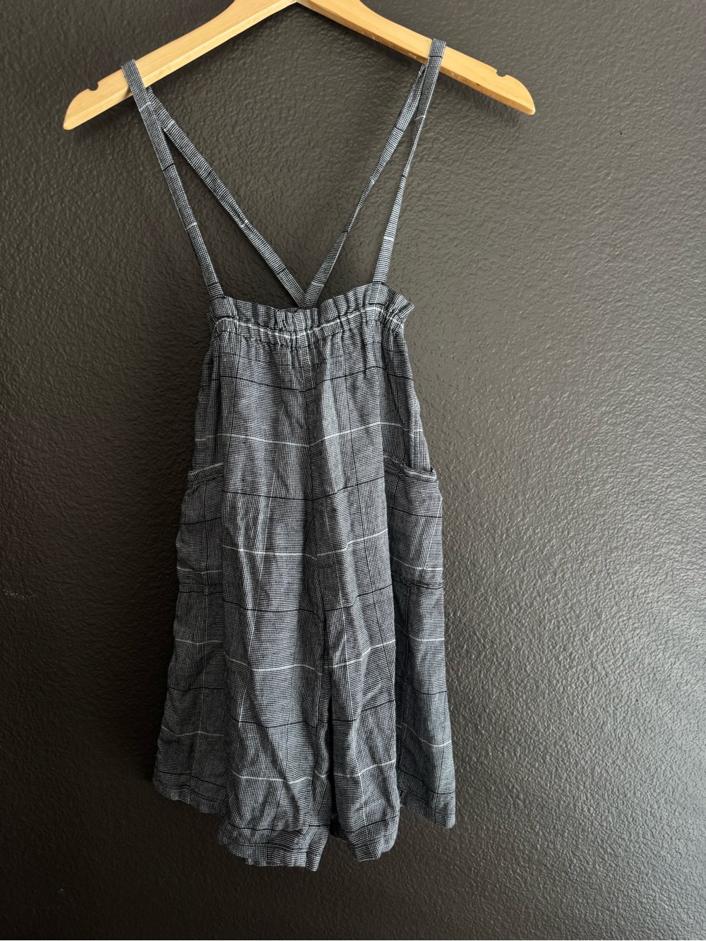 Casual Gray Plaid Strappy Wide Leg Pants